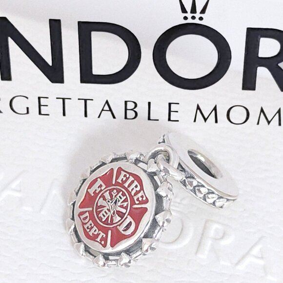 Pandora Engravable Firefighter Dangle Charm S925 Silver with box - Picture 1 of 8